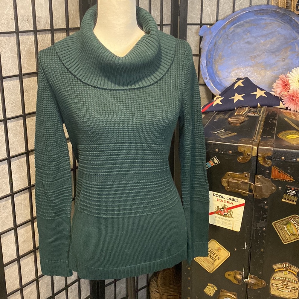 Calvin Klein Green Cowl Neck Knit Sweater